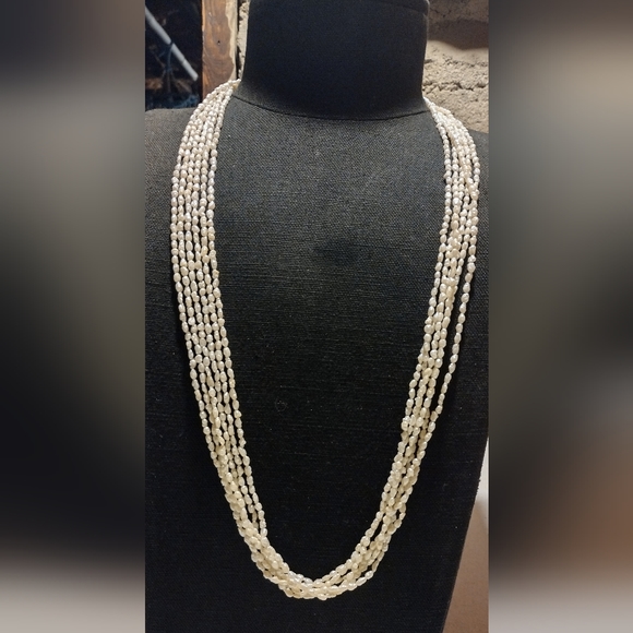 7 strand freshwater pearl ,gold necklace - Picture 1 of 16
